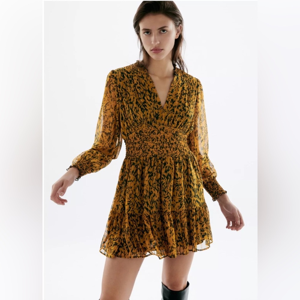 Zara printed animal print mini dress